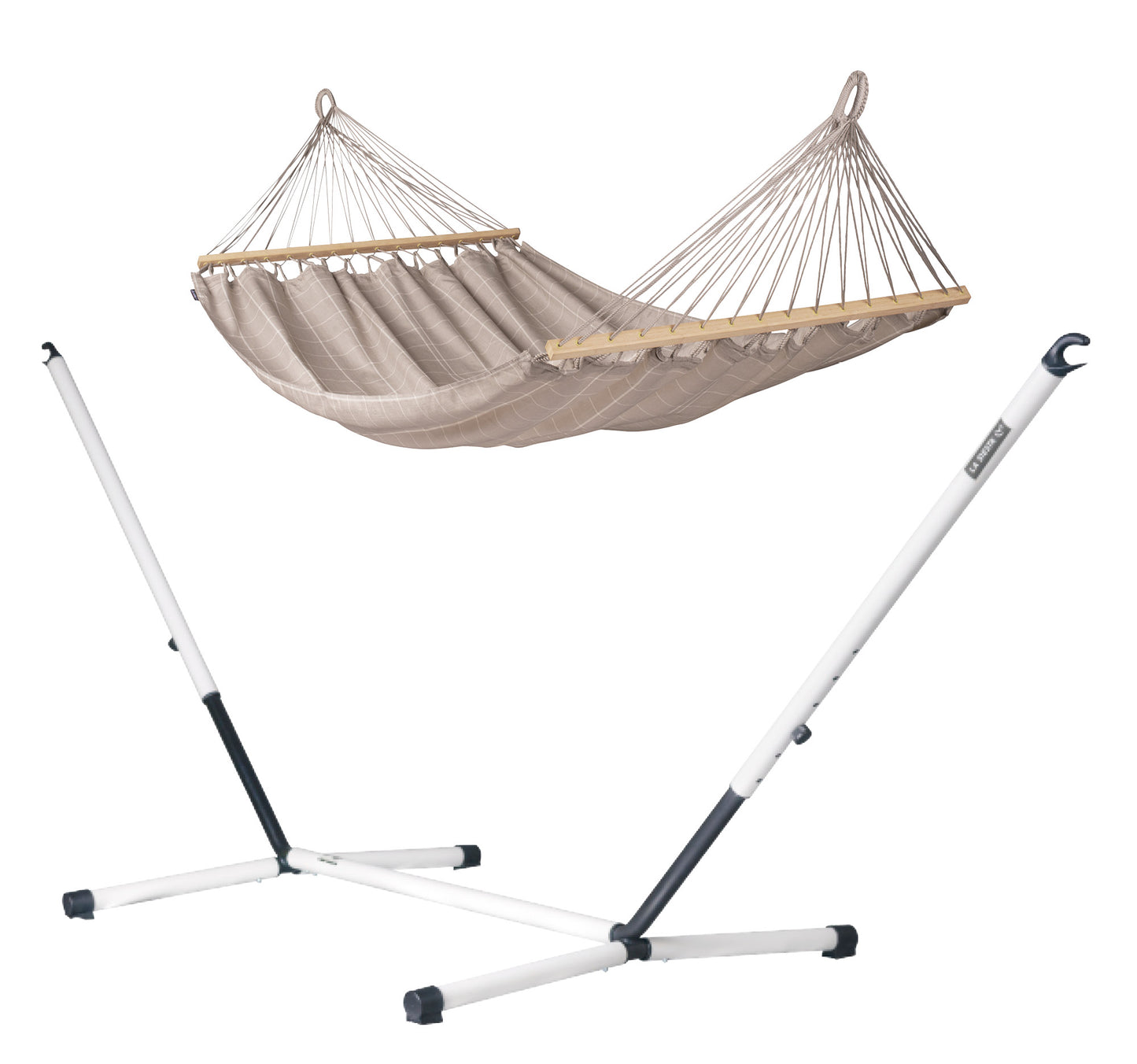Nautico Cool Grey Outdoor R - Weather-Resistant Spreader Bar Hammock with Powder Coated Steel Stand