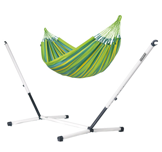 Nautico Cool Grey Outdoor Lime -  Weather-Resistant Kingsize Hammock with Powder Coated Steel Stand