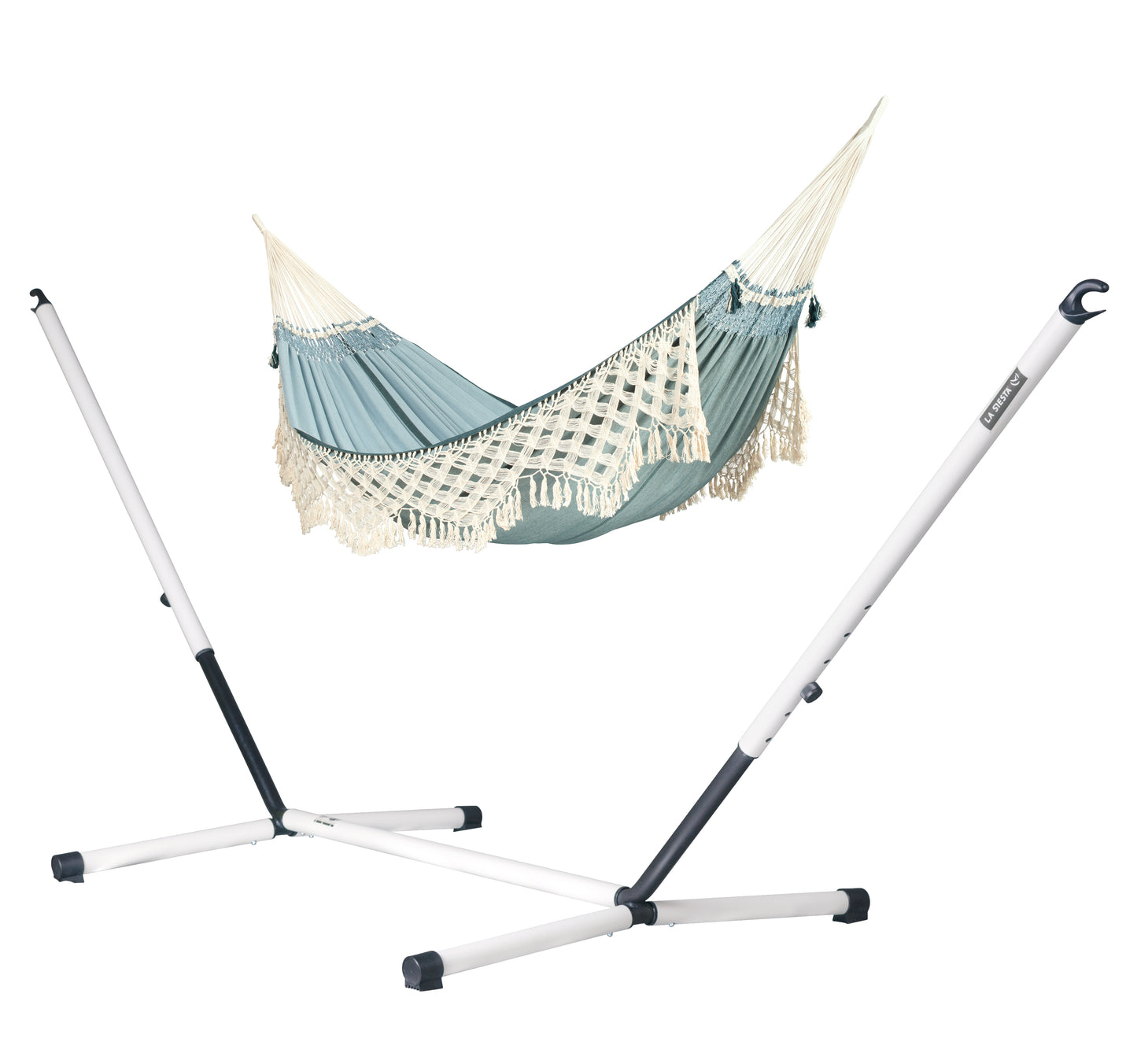 Nautico Cool Grey Brazil - Organic Cotton Hammock with Powder Coated Steel Stand