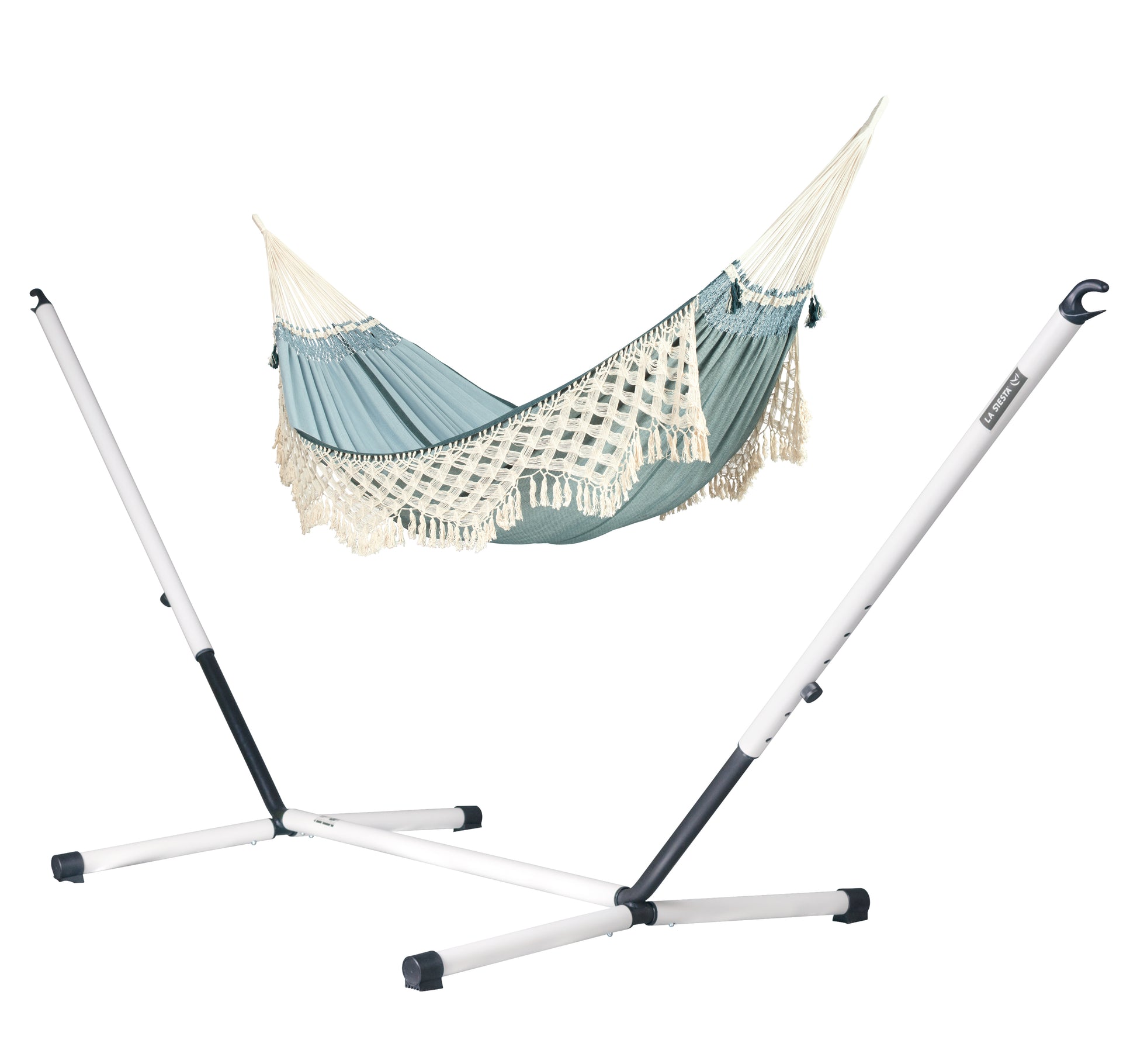 Nautico Cool Grey Brazil - Organic Cotton Hammock with Powder Coated Steel Stand