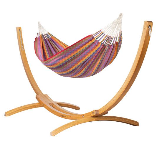 Elipso Colombia Flowers - Organic Cotton Kingsize Hammock with FSC® certified Larch Stand