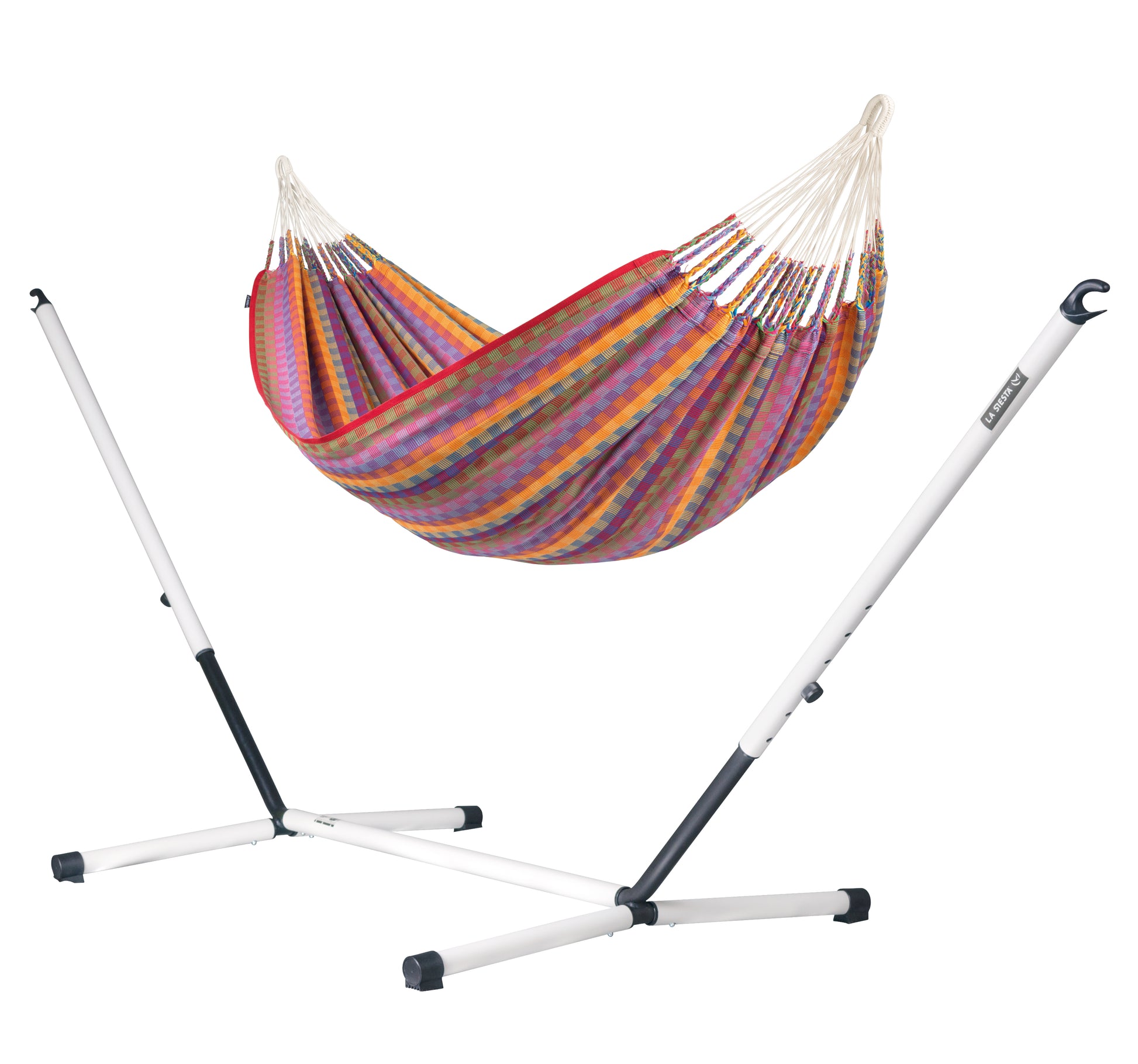 Nautico Cool Grey Colombia Flowers - Organic Cotton Kingsize Hammock with Powder Coated Steel Stand