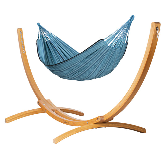 Elipso Colombia Blue Zebra - Organic Cotton Kingsize Hammock with FSC® certified Larch Stand