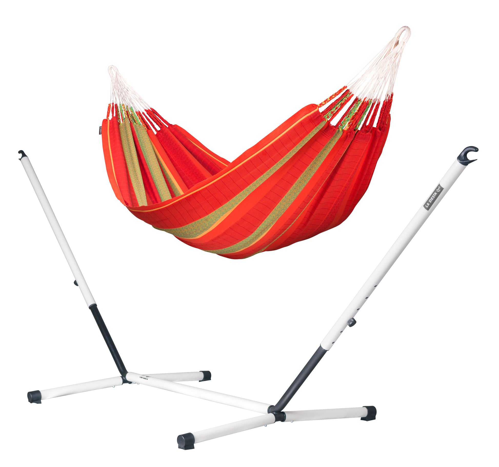 Nautico Cool Grey Colombia Chilli - Organic Cotton Kingsize Hammock with Powder Coated Steel Stand