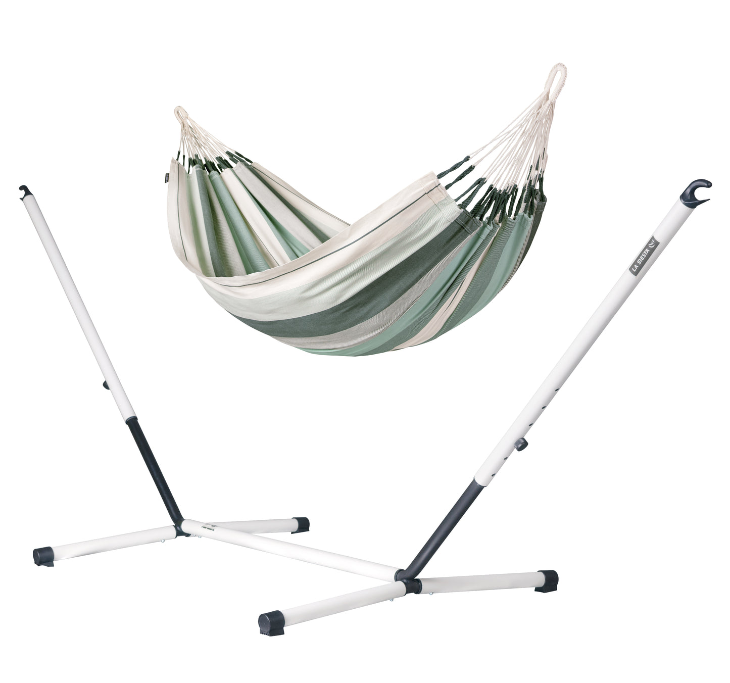 Nautico Cool Grey Organic Olive - Organic Cotton Kingsize Hammock with Powder Coated Steel Stand