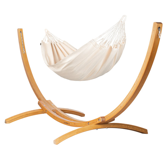 Elipso Organic Latte - Organic Cotton Double Hammock with FSC® certified Larch Stand