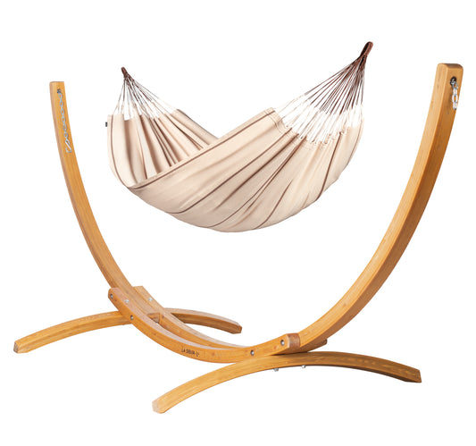 Elipso Organic Nougat - Organic Cotton Kingsize Hammock with FSC® certified Larch Stand