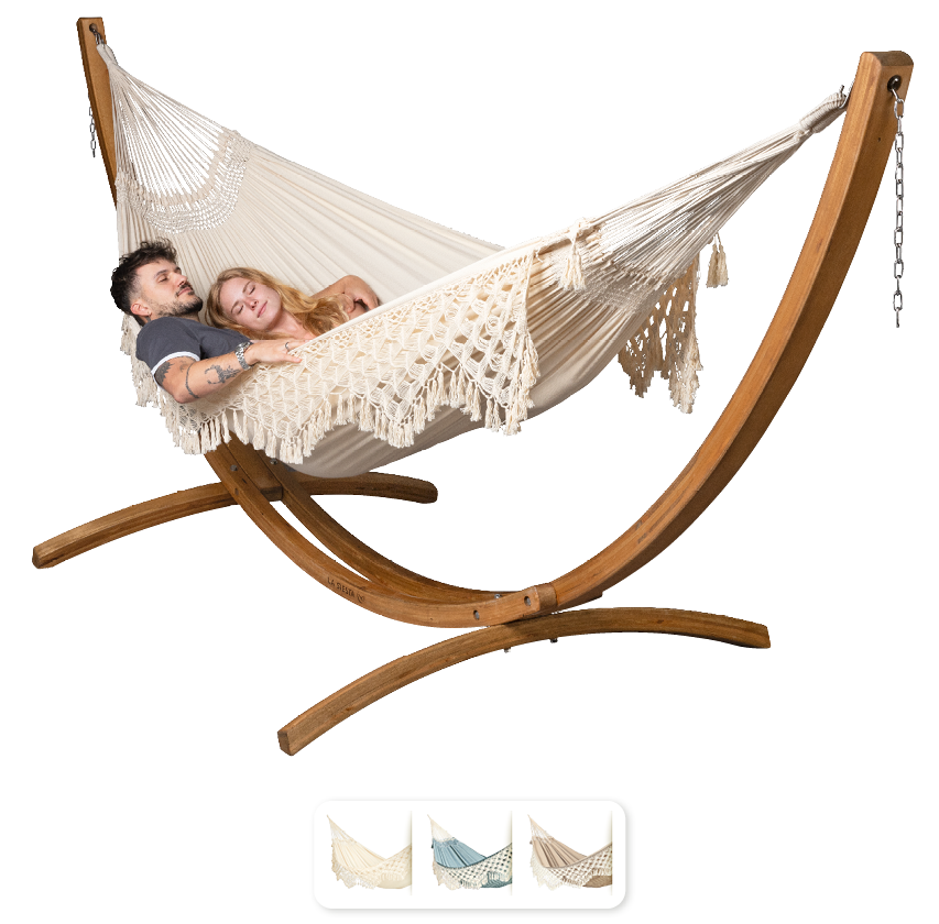 Elipso Brazil Latte - Organic Cotton Kingsize Hammock with FSC® certified Larch Stand