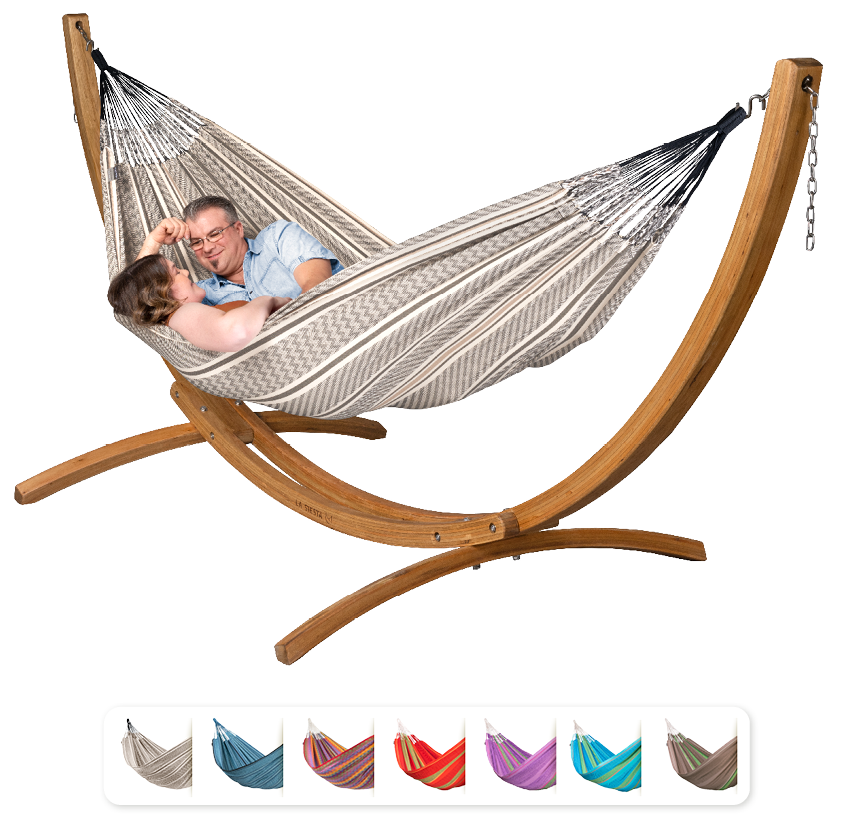Elipso Colombia Zebra - Organic Cotton Double Hammock with FSC® certified Larch Stand