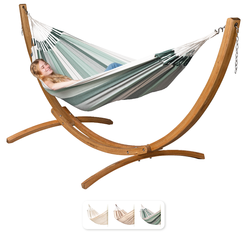 Elipso Organic Olive - Organic Cotton Double Hammock with FSC® certified Larch Stand