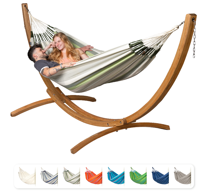 Elipso Outdoor Cedar - Weather-Resistant Double Hammock with FSC® certified Larch Stand