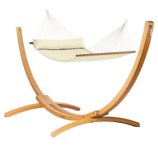 Elipso Outdoor R Padded Vanilla - Padded Kingsize Spreader Bar Hammock with FSC® certified Larch Stand