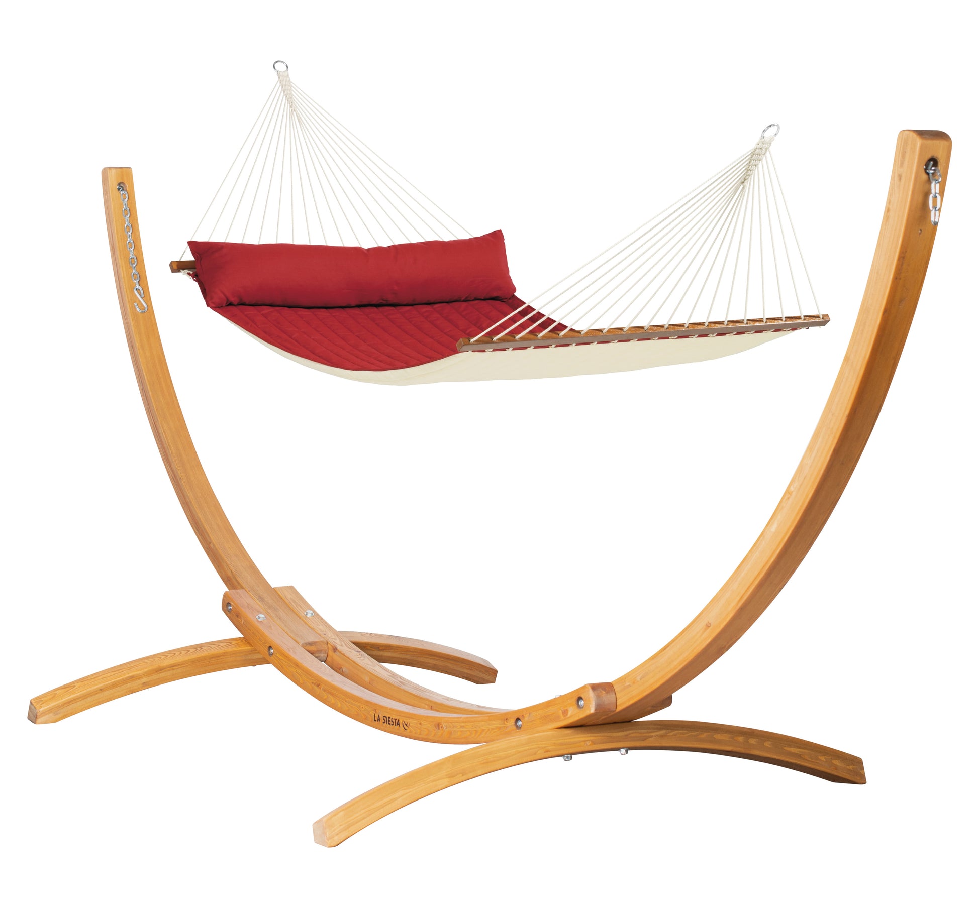 Elipso Outdoor R Padded Red Pepper - Padded Kingsize Spreader Bar Hammock with FSC® certified Larch Stand