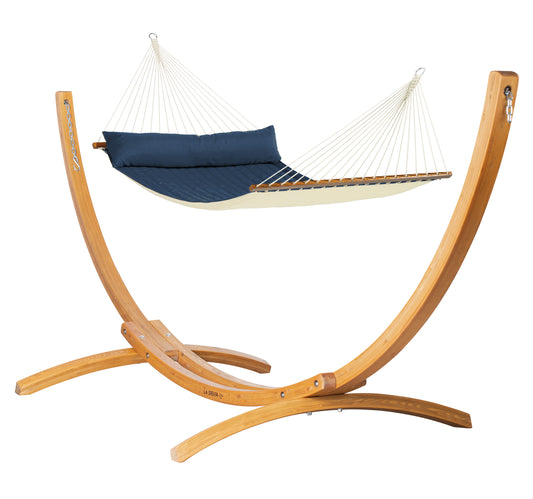 Elipso Outdoor R Padded Navy Blue - Padded Kingsize Spreader Bar Hammock with FSC® certified Larch Stand