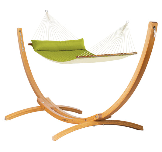 Elipso Outdoor R Padded Avocado - Padded Kingsize Spreader Bar Hammock with FSC® certified Larch Stand