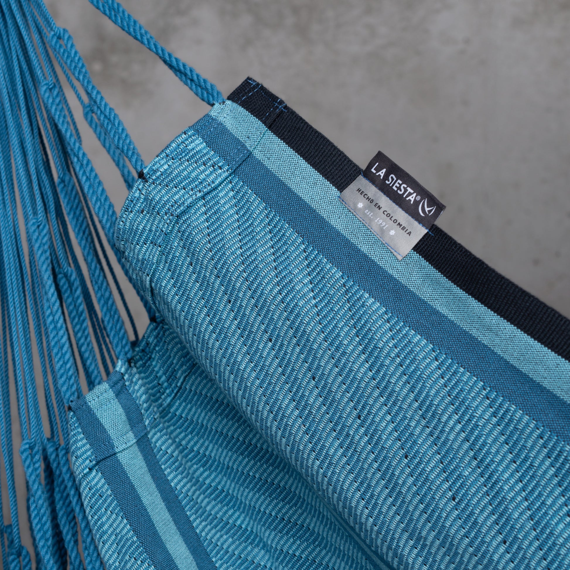 Cumbia Organic Blue Zebra - Asiento de algodón orgánico para soporte Udine