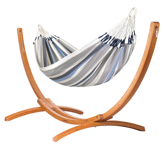 Maera Outdoor Sea Salt – Weather-Resistant Single Size Hammock with FSC™ Certified Eucalyptus Stand