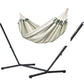 Nautico Anthracite Outdoor Cedar - Weather-Resistant Double Hammock with Powder Coated Steel Stand