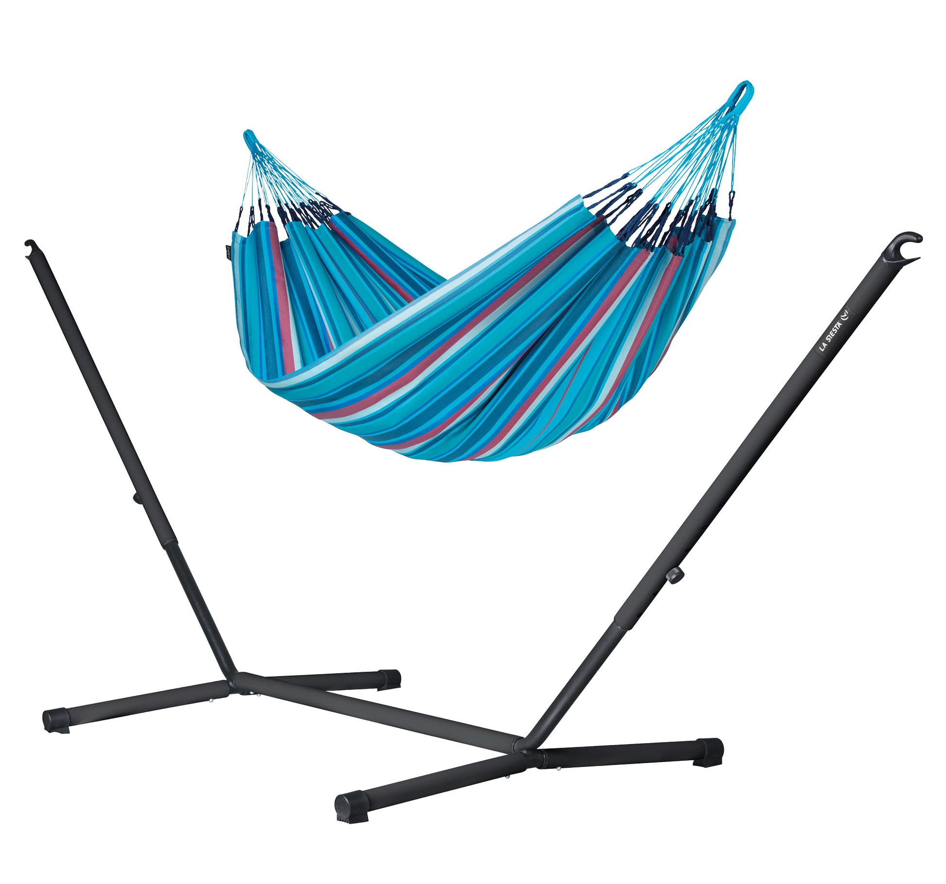Nautico Anthracite Outdoor Wave -  Weather-Resistant Kingsize Hammock with Powder Coated Steel Stand