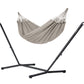 Nautico Anthracite  Outdoor Almond -  Weather-Resistant Kingsize Hammock with Powder Coated Steel Stand