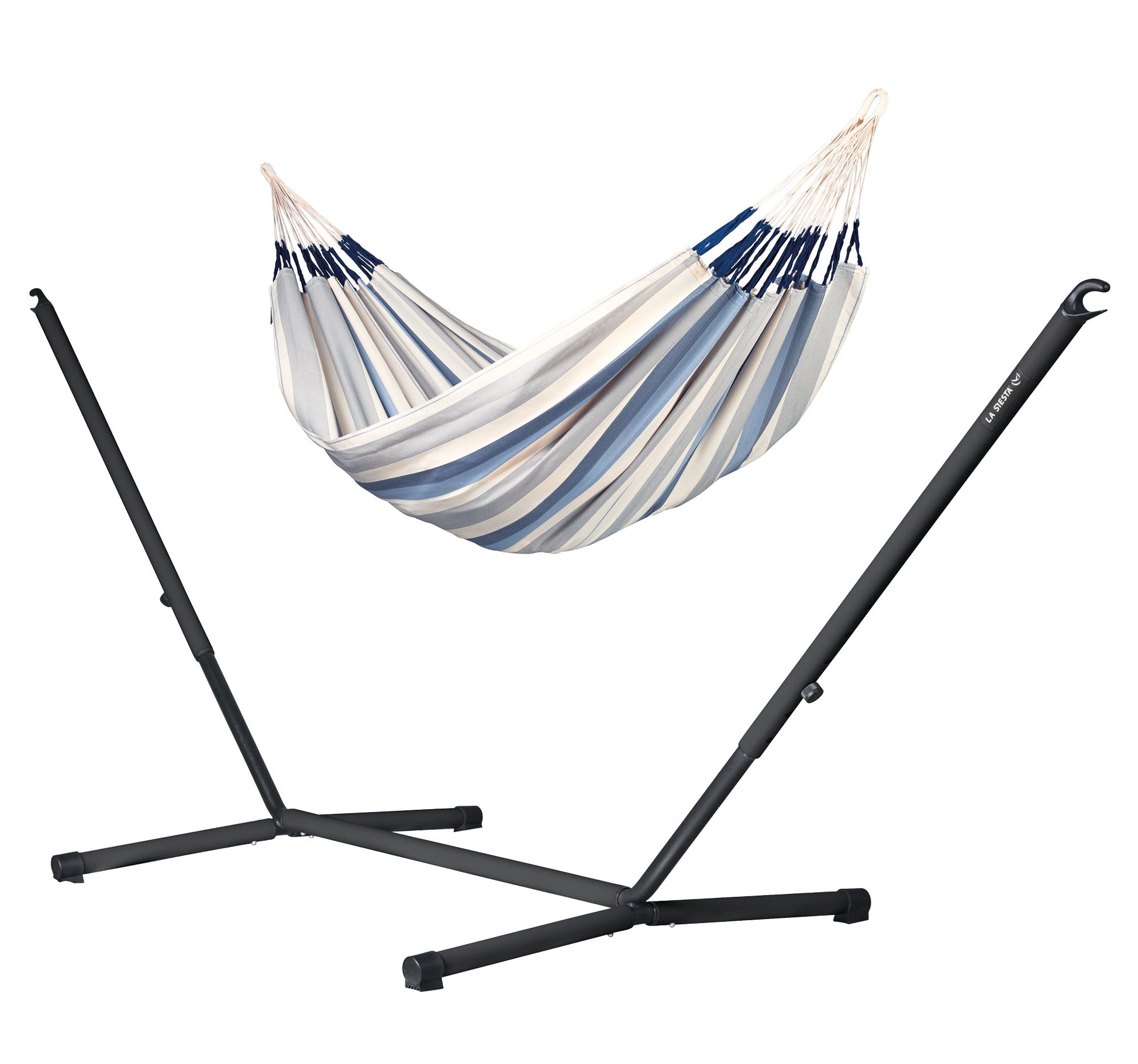 Nautico Anthracite Outdoor Sea Salt -  Weather-Resistant Kingsize Hammock with Powder Coated Steel Stand