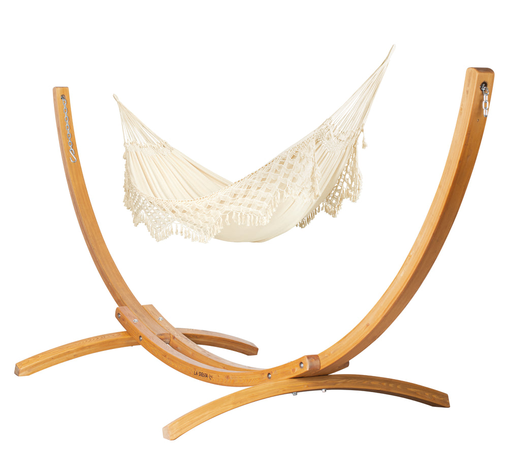 Elipso Brazil Latte - Organic Cotton Kingsize Hammock with FSC® certified Larch Stand