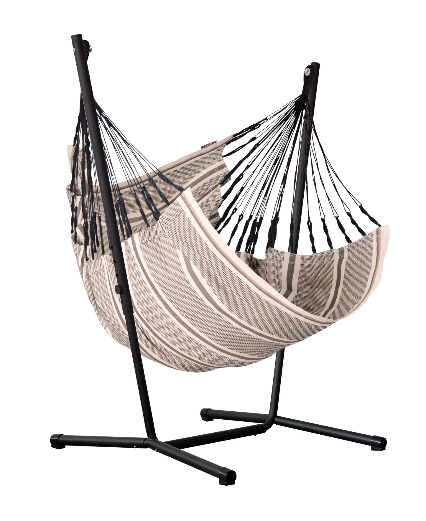 Fiji Organic Zebra – Silla colgante tamaño comfort de bio-algodón con soporte de acero galvanizado