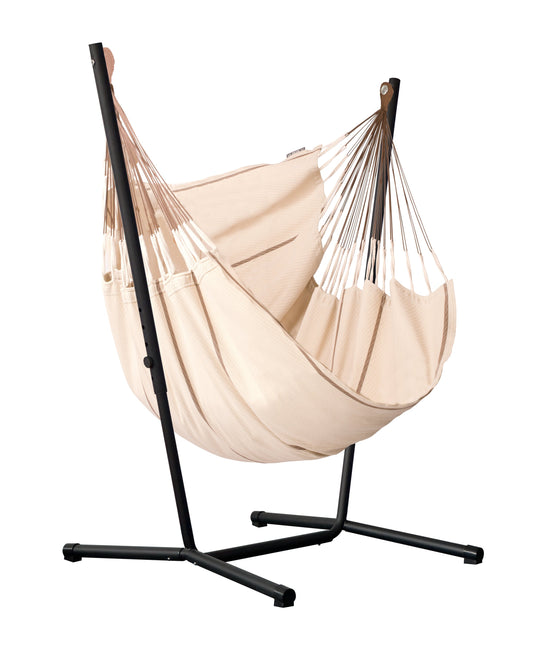 Fiji Organic Nougat – Organic Cotton Comfort Size Hammock Chair with Galvanized Steel Stand