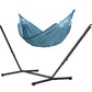 Nautico Anthracite Colombia Blue Zebra - Organic Cotton Kingsize Hammock with Powder Coated Steel Stand