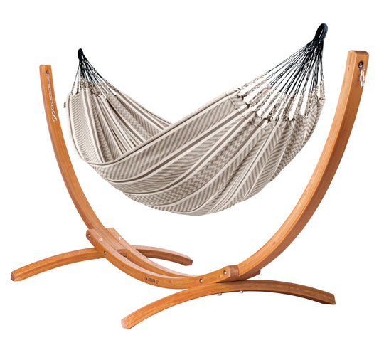Maera Colombia Zebra – Organic Cotton Double Size Hammock with FSC™ certified Eucalyptus Stand