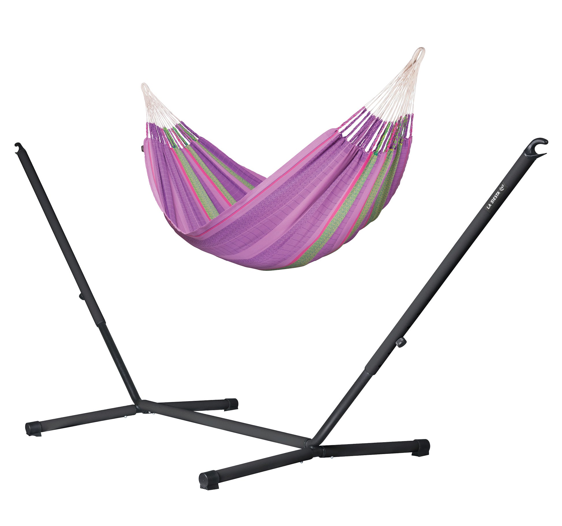 Nautico Cool Grey Colombia - Organic Cotton Hammock with Powder Coated Steel Stand