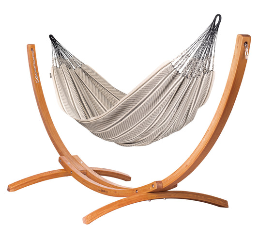 Maera Colombia Zebra – Organic Cotton King Size Hammock with FSC™ certified Eucalyptus Stand