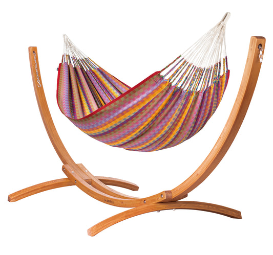 Maera Colombia Flowers – Organic Cotton King Size Hammock with FSC™ certified Eucalyptus Stand