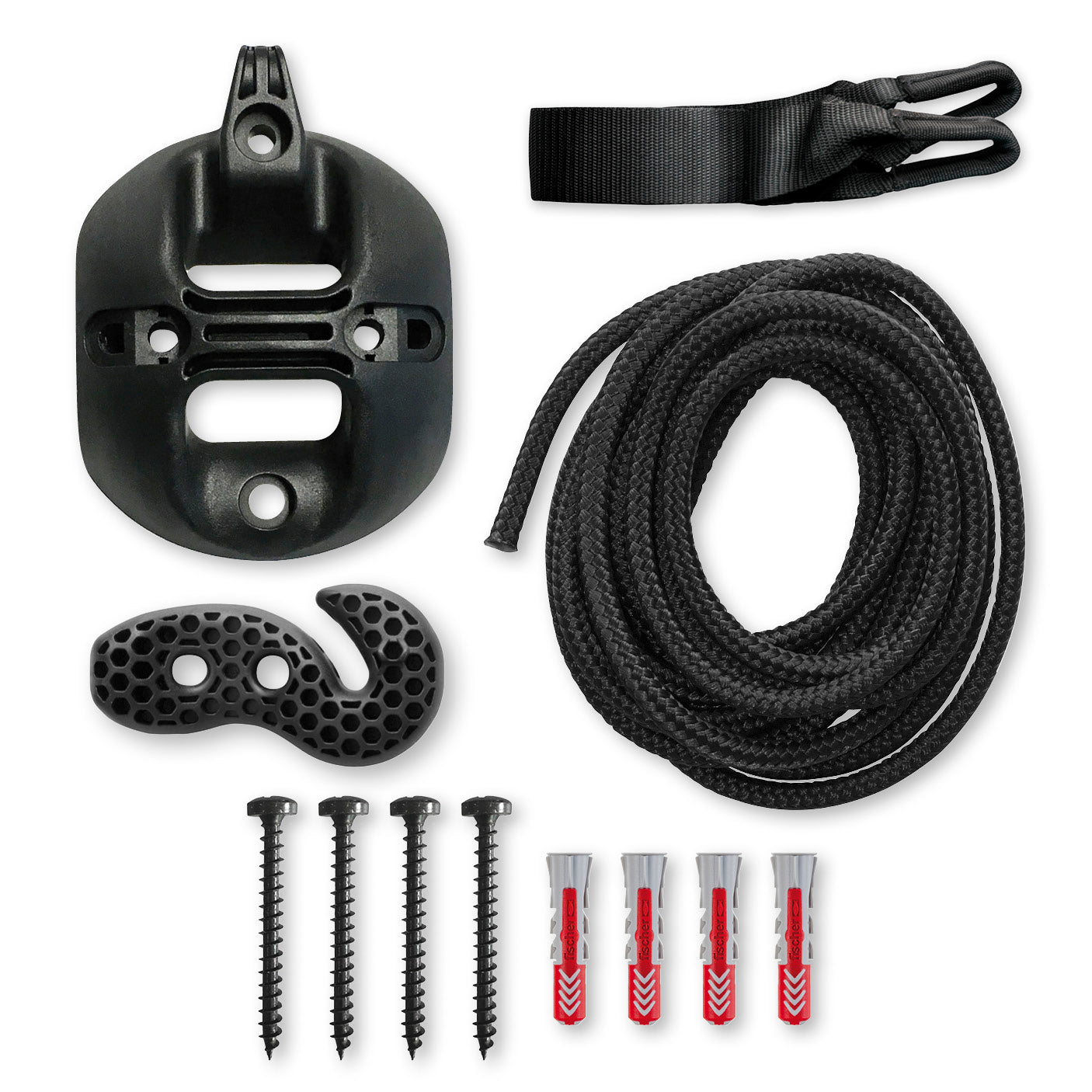 FlexMount 1point Black – Universal Suspension Set for Hammock Chairs (1-point)