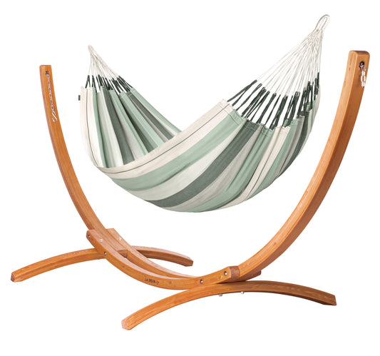 Maera Organic Olive – Organic Cotton King Size Hammock with FSC™ certified Eucalyptus Stand