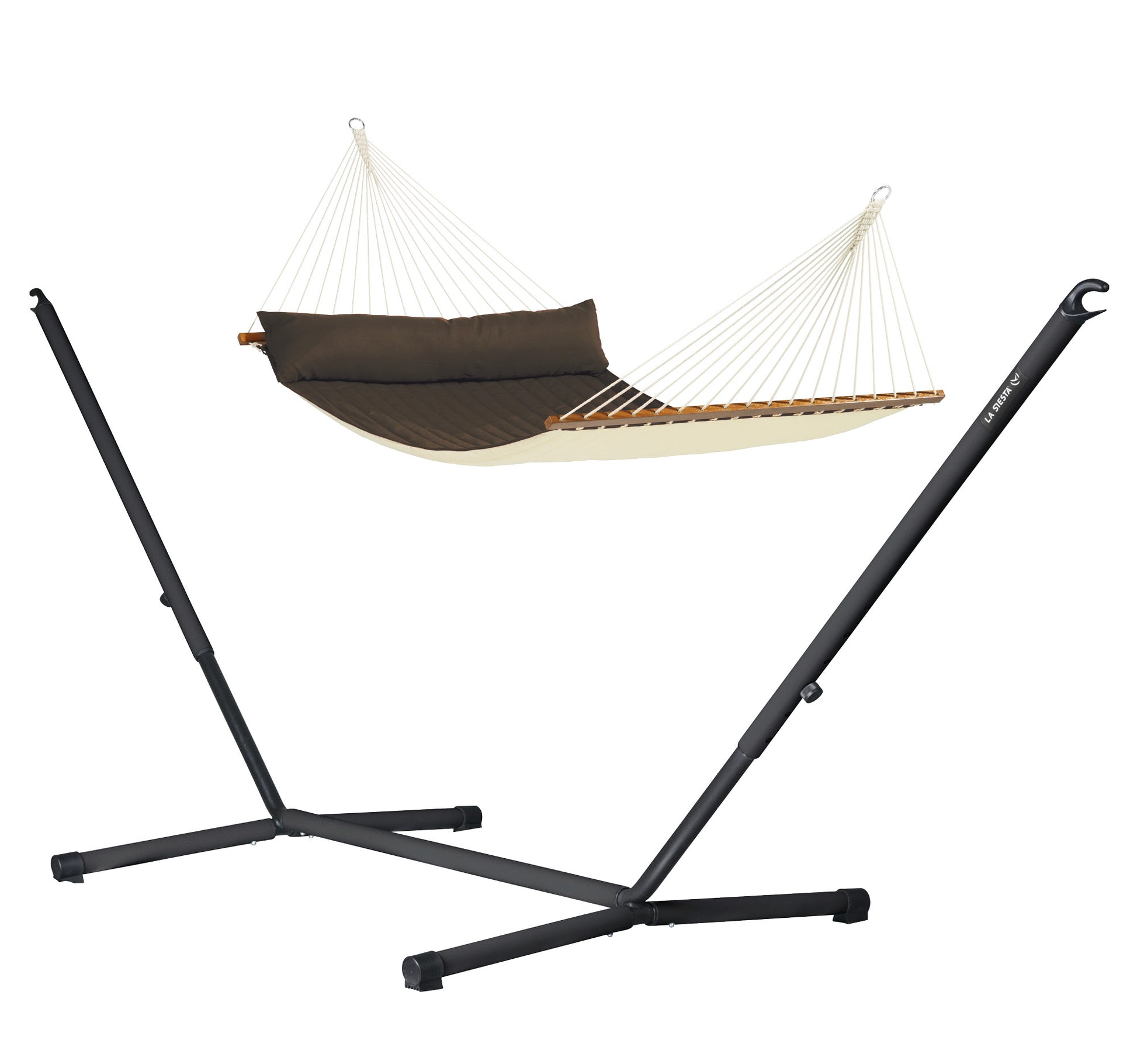 Nautico Anthracite Outdoor R Padded Arabica - Padded Kingsize Spreader Bar Hammock with Powder Coated Steel Stand