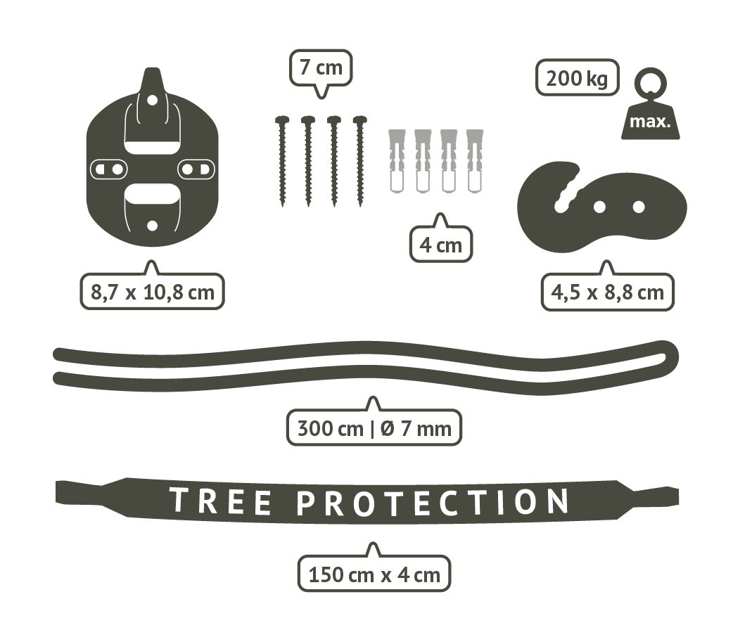 FlexMount 1point Black – Universal Suspension Set for Hammock Chairs (1-point)