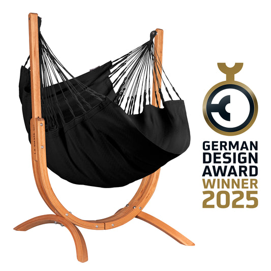 Udine Organic Onyx - Organic Cotton Hammock Chair with FSC® certified Eucalyptus Stand
